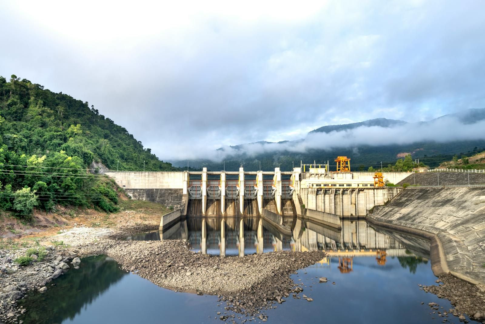 Hydroelectric power station on a river