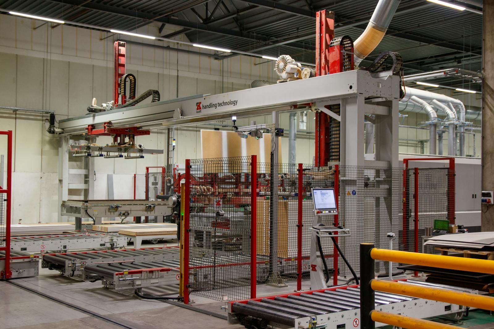 Modern factory floor with automated production machinery